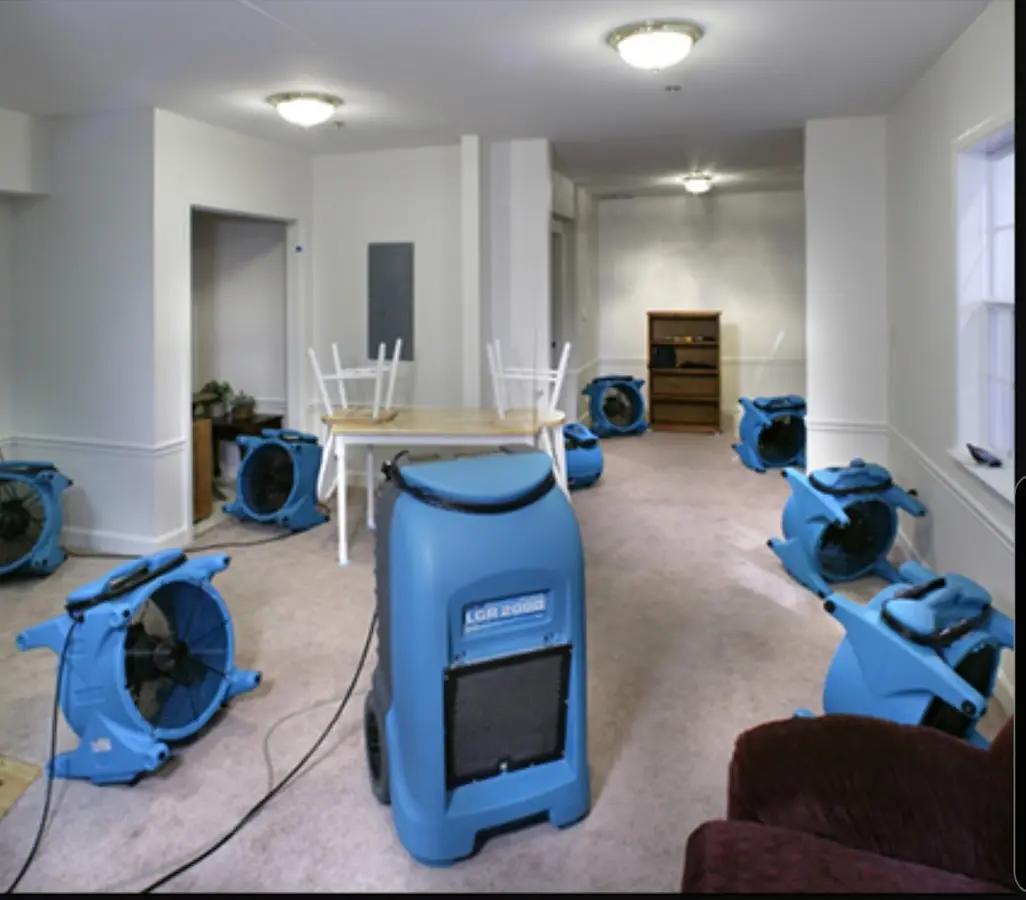 Air movers and dehumidifier setup for Water Damage Restoration in Meridianville